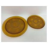 Tiara Amber Floral Motif Glass Plate Group