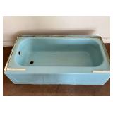 Light Blue Enameled Metal Bathtub
