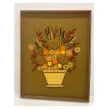 Framed Embroidered Floral Still Life