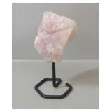 Rose Quartz Specimen with Iron Stand