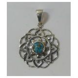 Sterling Silver and Copper Turquoise Pendant
