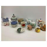 Ceramic Teapot and Decorative Container Group