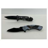 Two Pocket Knives with Wildlife Graphic Handles