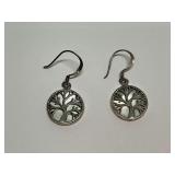 Sterling Silver Tree Design Drop Earrings
