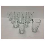 Eleven Clear Glass Tumblers