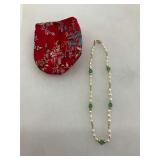 Pearl and Jade Necklace with Storage Bag