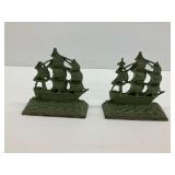 Mayflower Ship Form Cast Metal Bookends