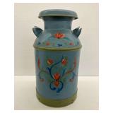 Painted Metal Milk Can with Handles