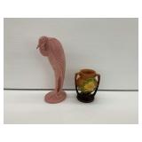 Haeger Bird and Roseville Pottery Vase