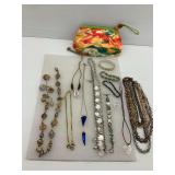 Variety of Costume Jewelry with a Cloth Bag