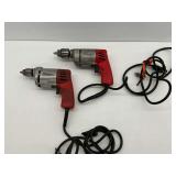 Two Milwaukee Drills with Jacobs Chuck... power on