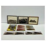 Locomotive Postcards, Framed Images of Trains, and 'Mystery of Other Worlds Revealed' 1952 Book