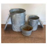 Metal Trash Cans and Bucket Group