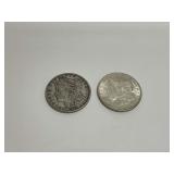Two Morgan Silver Dollars