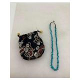 Turquoise Necklace with Pouch