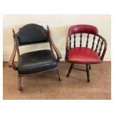 2 Wooden Frame Chairs with Upholstered Seats...see description