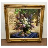 Signed Oil on Canvas Painting of Lilacs
