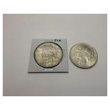 Two Peace Silver Dollars