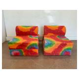 Two Tie-Dyed Foam Convertible Chairs