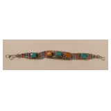 Beaded Bracelet with Turquoise and Amber Colored Stones