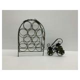 Two Metal Wine Racks with Grape Leaf Accents