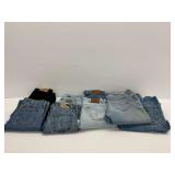 Group of of Jeans with Carhartt, Wrangler, and Gap Brands