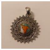 925 Sterling Silver and Spiny Oyster Pendant