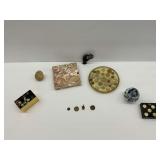 Various Collectible Items Including Marbles, Paperweight and Coins
