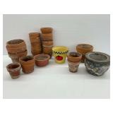 Planters Group Including Clay and Painted Examples