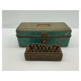 Metal Tool Box with Drill Bits and Letter Stamp Set