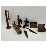 Various Tools Including Jacks, Shears, and Plane