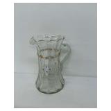 Vintage Floral Decorated Clear Glass Pitcher