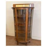 Curved Glass Wooden Curio Cabinet...see description and photos