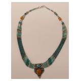 Turquoise and Amber Colored Necklace