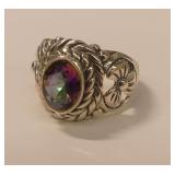 Sterling Silver Mystic Topaz Stone Ring - Size 9