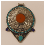 Silver Tone Pendant with Stones