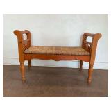 Wooden Bench with Woven Seat