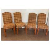 Four Palecek Wooden Wicker Chairs