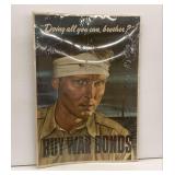 World War II Buy War Bonds Poster Robert Sloan Signed