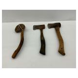 Three Hand Axes with Wooden Handles