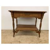 Wooden Side Table with Drawer and Shelf