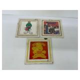 Three Animation Glass Carnival Prizes: Marvin the Martian, Bart Simpson, and The Hunchback of Notre Dame