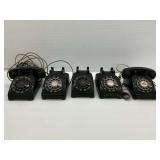 5 Black Rotary Dial Telephones