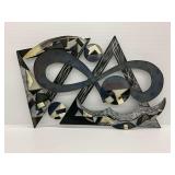 Mid Century Complex Abstract Metal Wall Art in the Style of Shlomi Haziza