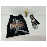3 Elvis Presley Themed Items: T-Shirt, Necktie, and Candle