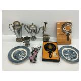 Homewares Group with Pewter Cocktail Shaker, Plates, Angel and More