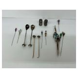Vintage Salt and Pepper Shakers, Spoons, and Hat Pins