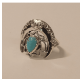 Sterling Silver Ring with Turquoise Center Stone...size 8