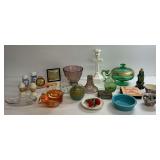 Glassware, Pottery, Clock and Marbles