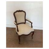 Upholstered Wooden Armchair with Floral Motif